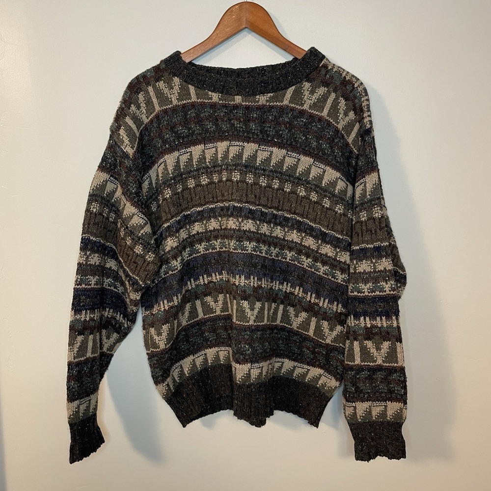 Coldwater Creek Women's Size M Wool Blend Sweater Black‎ Beige Grampa